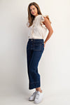 Contrast seam wide leg front pocket jeans