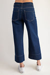 Contrast seam wide leg front pocket jeans