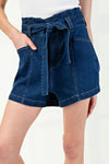 Denim High Waist Belted Shorts