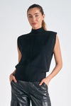 Elan Sleeveless Black Mock Neck