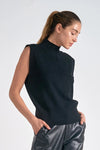 Elan Sleeveless Black Mock Neck