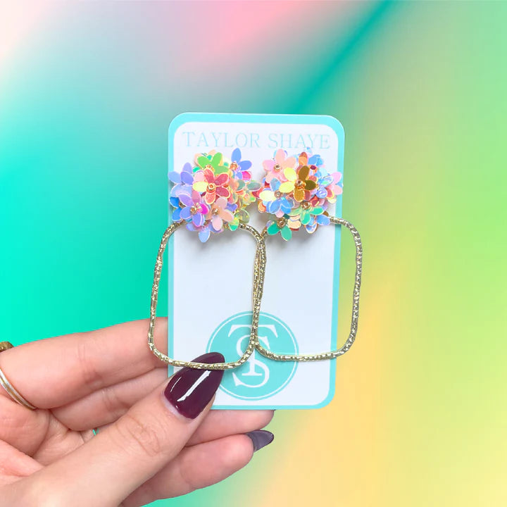 TS Rainbow Iridescent Spring Flower Hoops