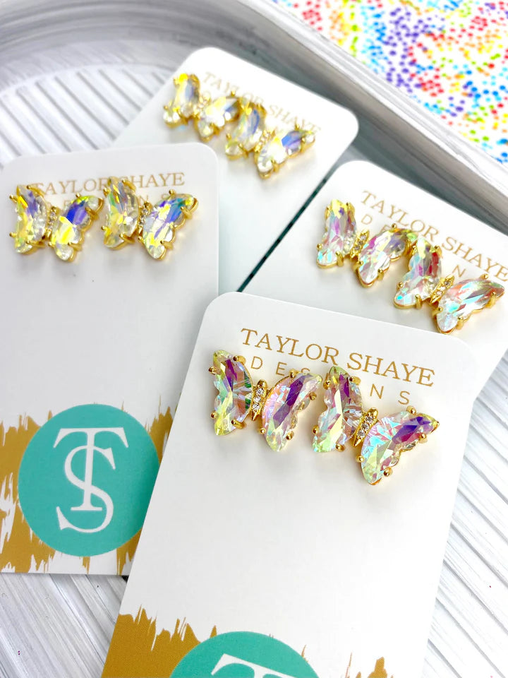 TS Colorful Crystal Butterfly Studs