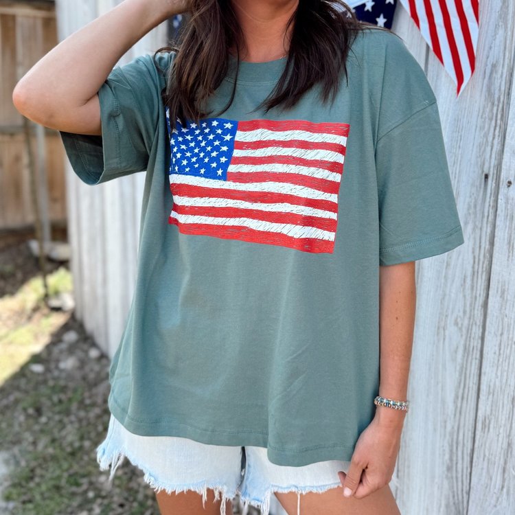 Army green flag tee FINAL SALE