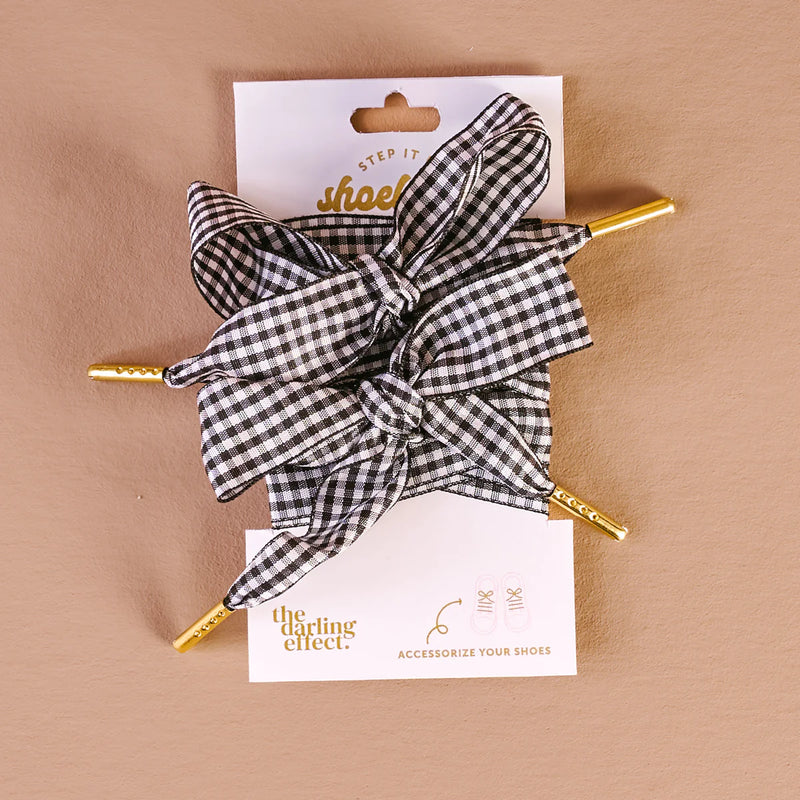 Step it Up Shoelaces Gingham Black