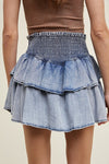 Tiered denim skort