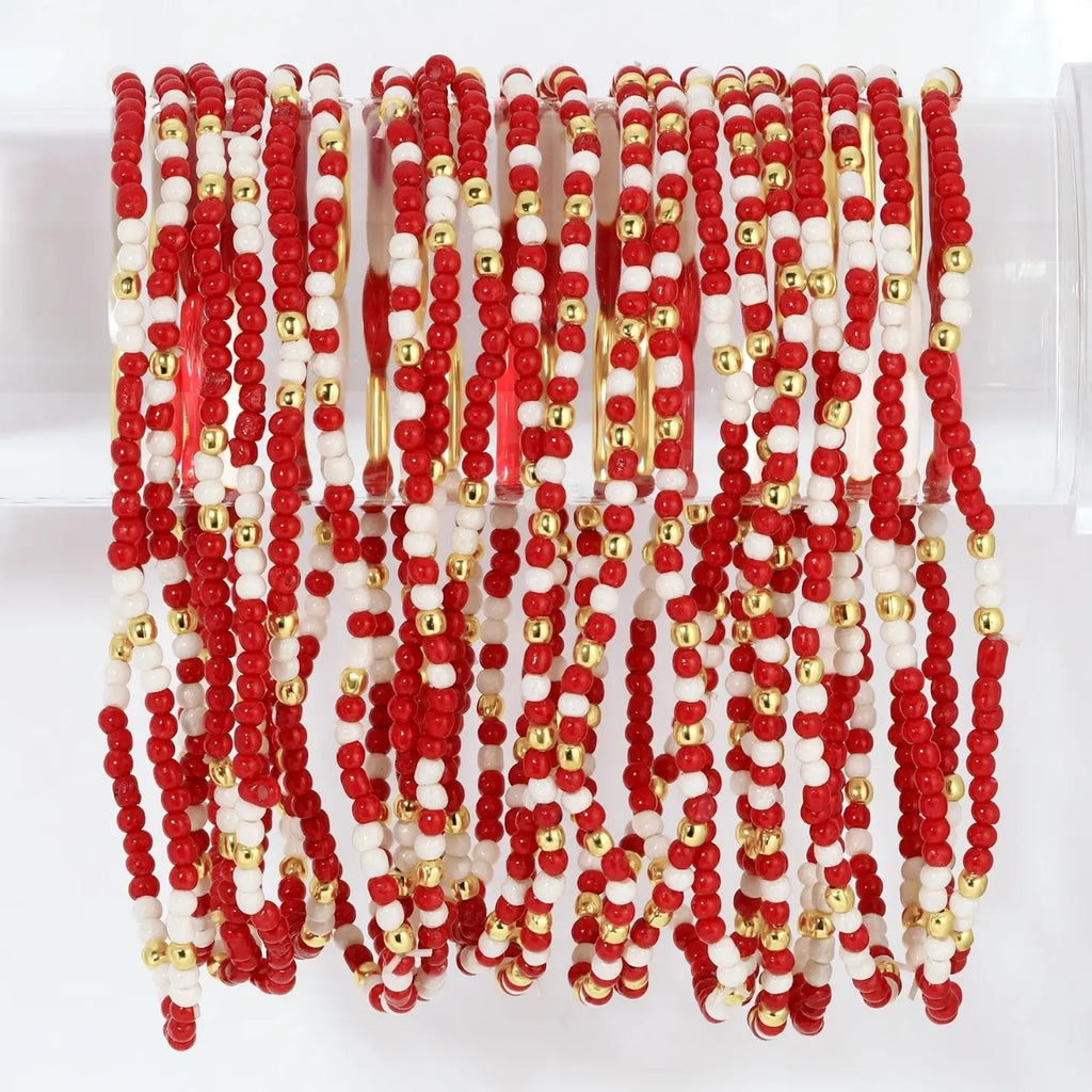 Game day bracelets set of 4 Crimson/white