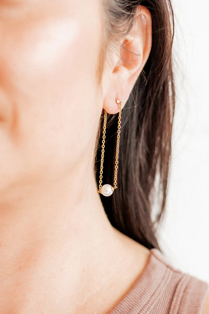 Linny Co Cassie Pearl Drop Statement Earring - Gold