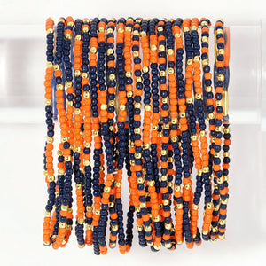 Game day bracelets set of 4 Navy/orange