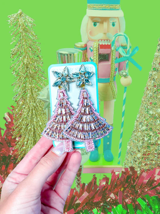 Taylor Shaye Colorful Beaded Crystal Christmas Tree Pink