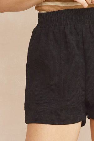 Black corduroy shorts