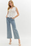 Pearl Detail Wide Leg Pants DENIM