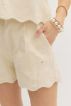 Cream Embroidered Shorts