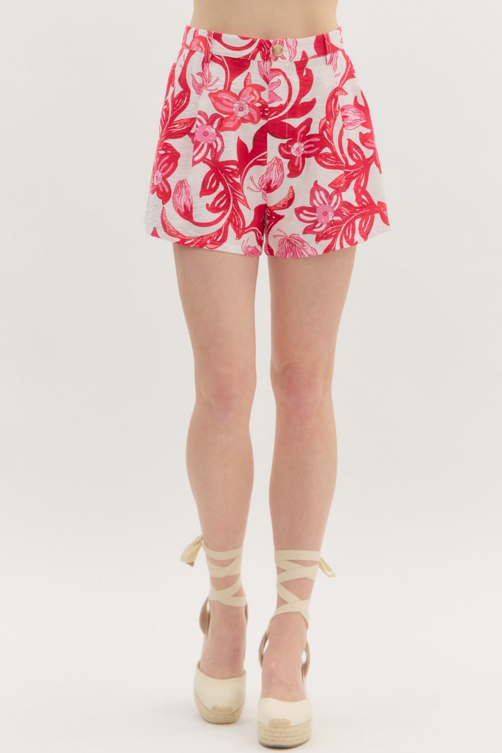 Red Tropical Floral SHORTS