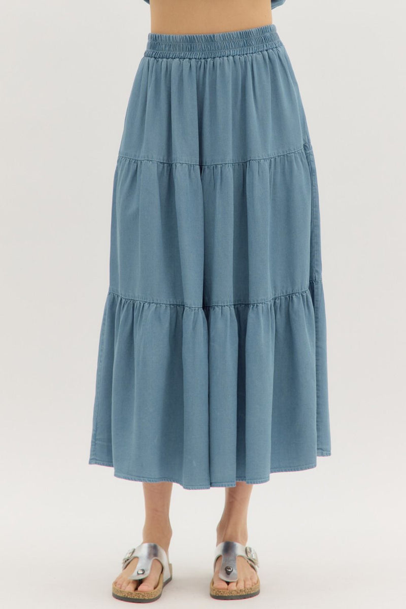 Chambray Midi Skirt