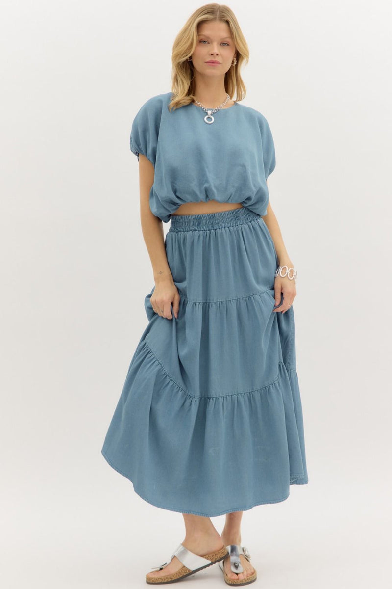 Chambray Bubble Blouse