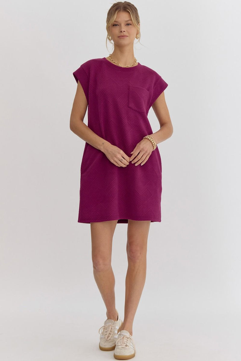 Gabby Cap Sleeve Textured Mini Dress