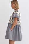 Stripe/Denim Dress