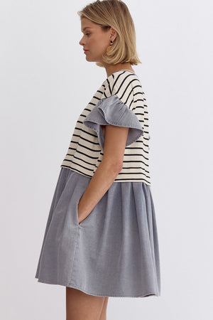 Stripe/Denim Dress