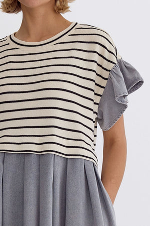 Stripe/Denim Dress