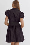Black Denim Button Up Mini Dress