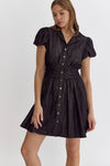 Black Denim Button Up Mini Dress