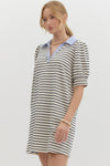 Lacey Stripe Dress w/ collar detail