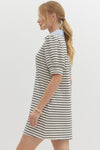 Lacey Stripe Dress w/ collar detail