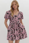 Floral Jacquard Mini Dress