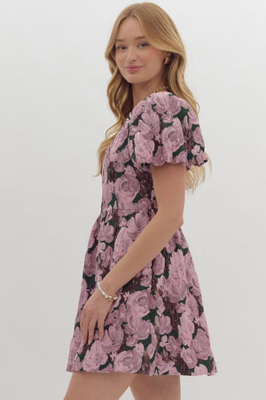 Floral Jacquard Mini Dress