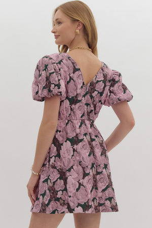 Floral Jacquard Mini Dress