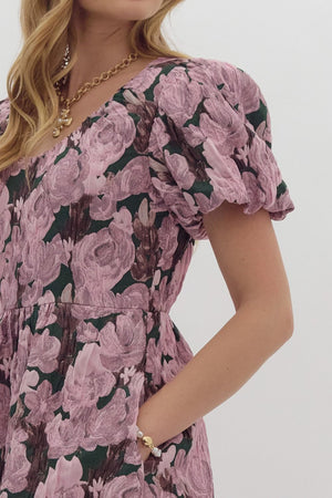 Floral Jacquard Mini Dress