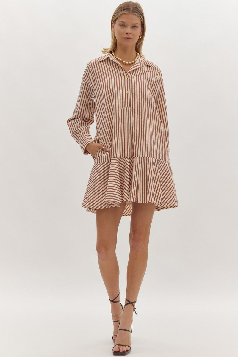 Annalise long sleeve drop waist dress