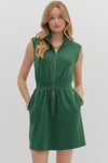 Hunter Green Zip Front Luxe knit Dress
