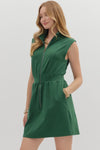 Hunter Green Zip Front Luxe knit Dress