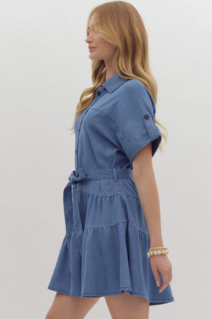 Chambray button down mini dress