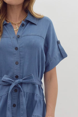 Chambray button down mini dress