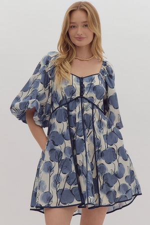 Blue floral abstract dress