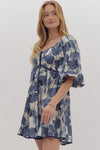 Blue floral abstract dress