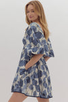 Blue floral abstract dress