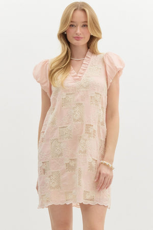 Cream Crochet Overlay Dress