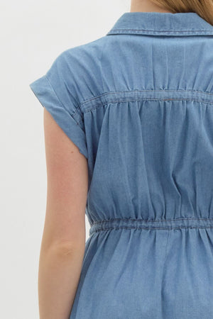 Denim Front Zip Midi