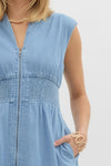 Denim Zip Front Midi