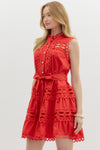 Pearl Button Dress w/ Lace Overlay