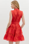 Pearl Button Dress w/ Lace Overlay