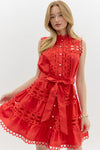 Pearl Button Dress w/ Lace Overlay