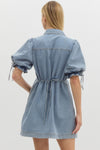 Denim puff sleeve mini dress