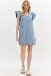 Flutter Sleeve Denim Dress