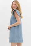 Flutter Sleeve Denim Dress