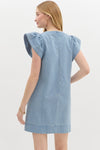 Flutter Sleeve Denim Dress